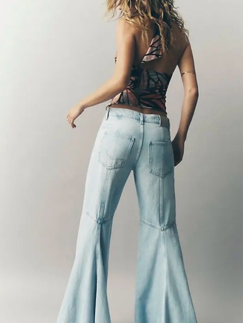 We the free Live Wire Pants. Wide-Leg High-Rise Blue Jeans - Picture 8 of 12